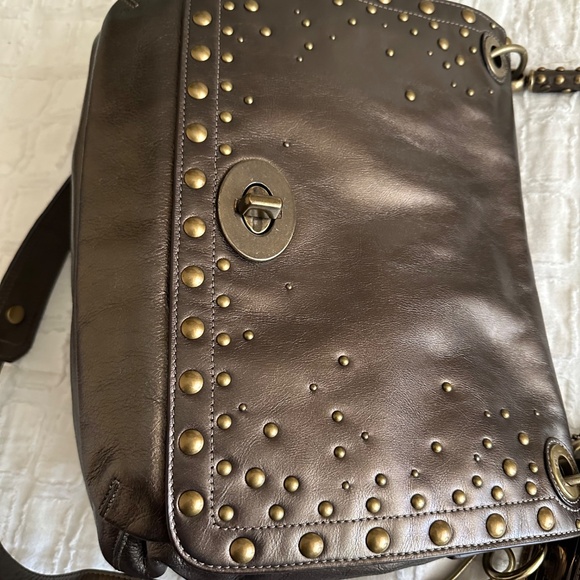 Coach Limited Edition Hampton Studded Leather Flap 15392 Bronze Rare Y2K - Picture 9 of 10